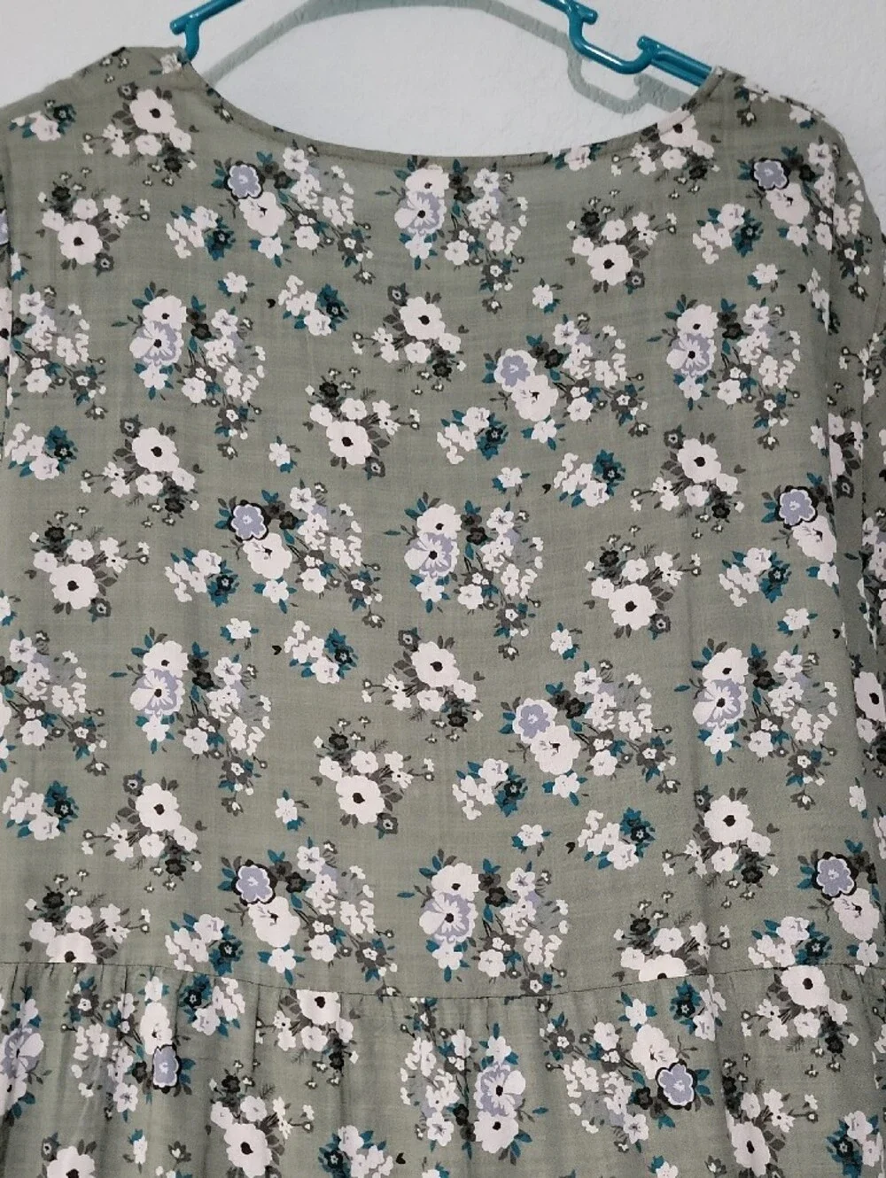 Women's Sage Green Floral Tiered Maxi Dress